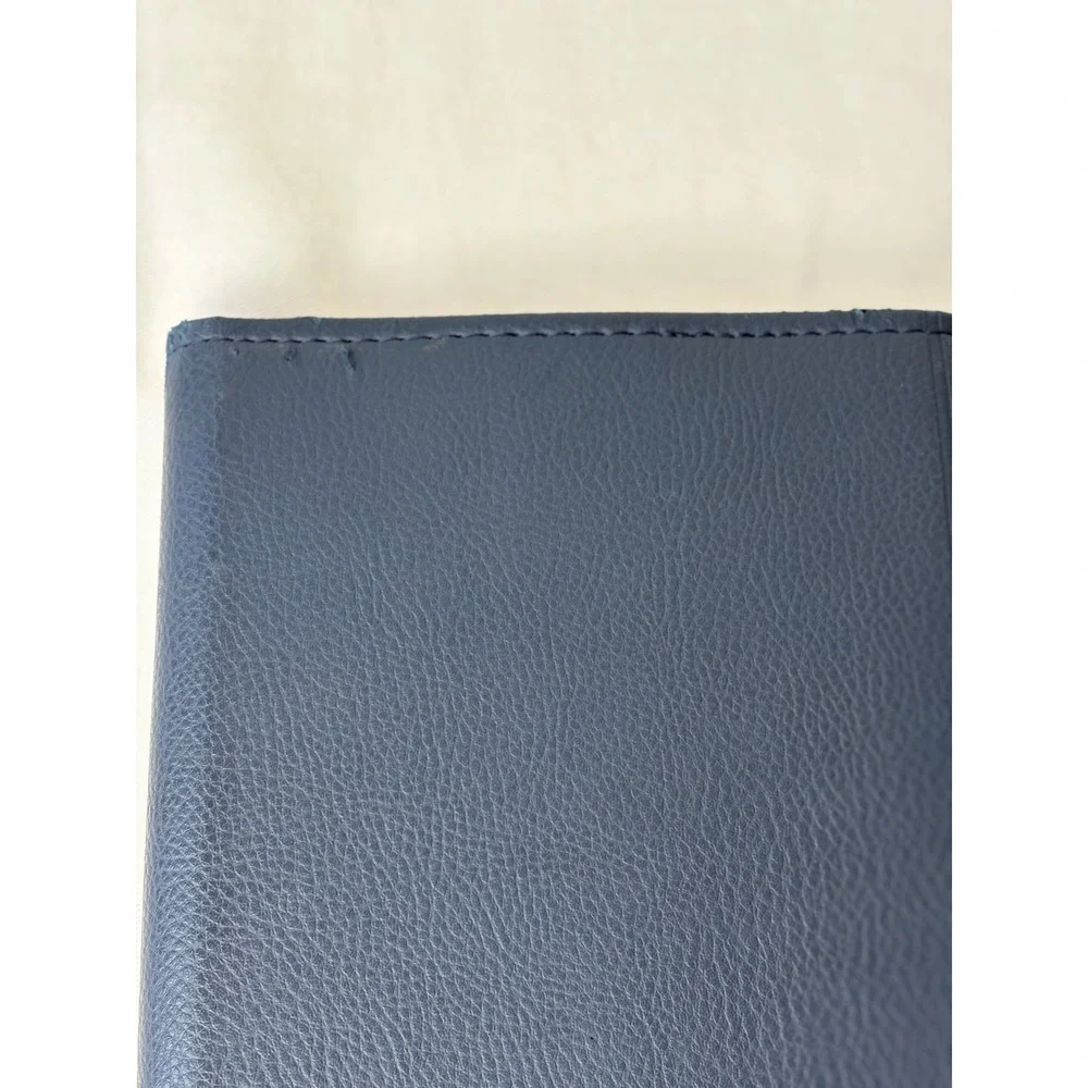 Land Rover Navy Blue Textured Leather Document Holder Long Wallet Embossed Logo